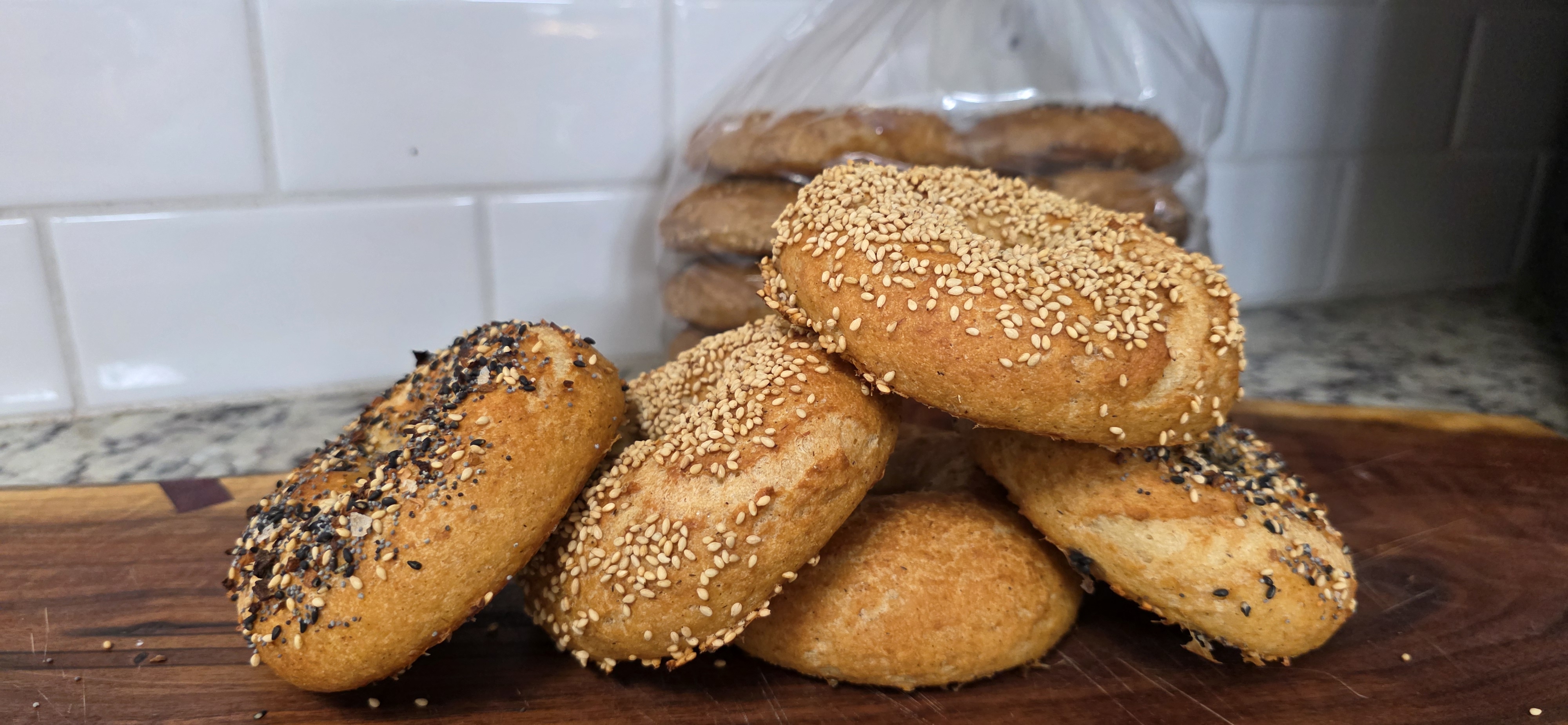Freshly baked millet bagels