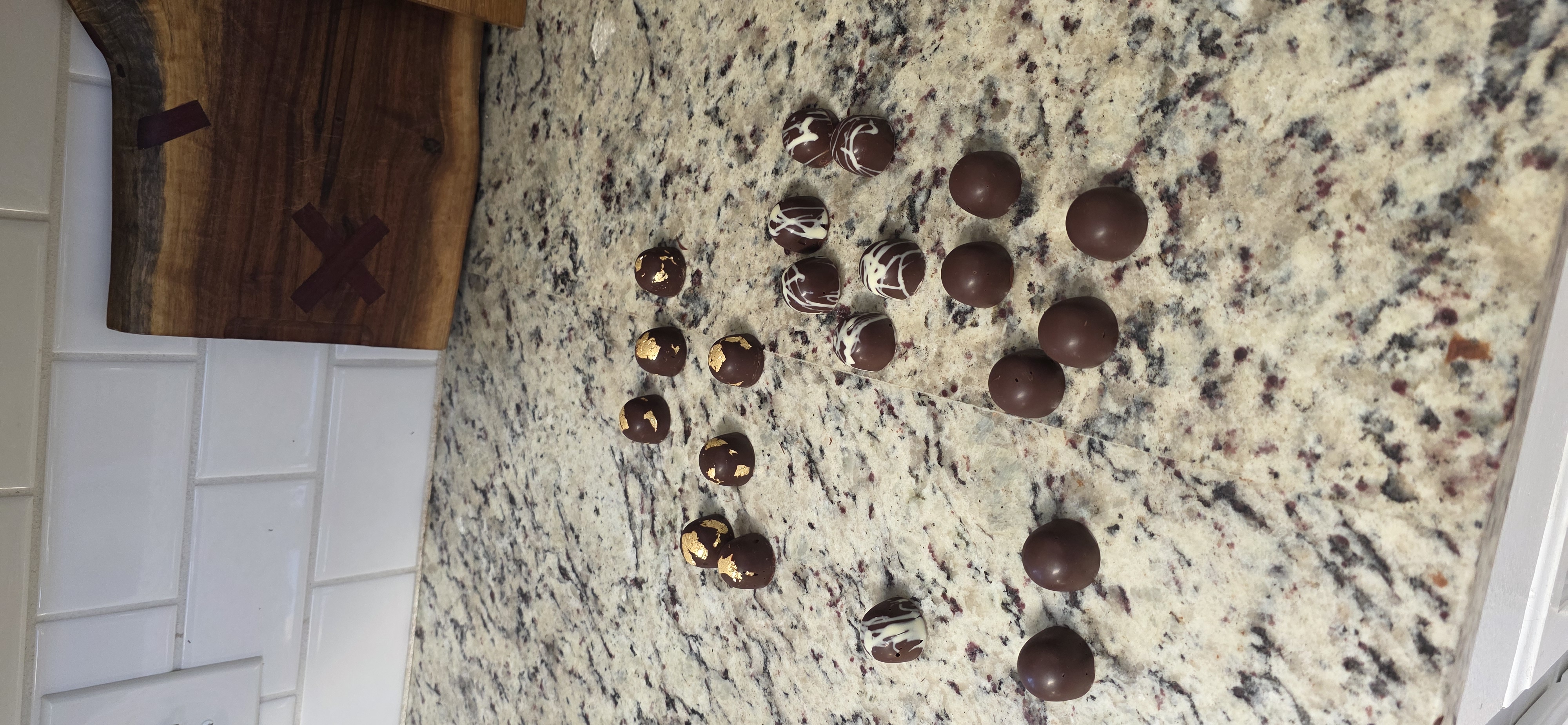 An assortment of handmade chocolate bonbons