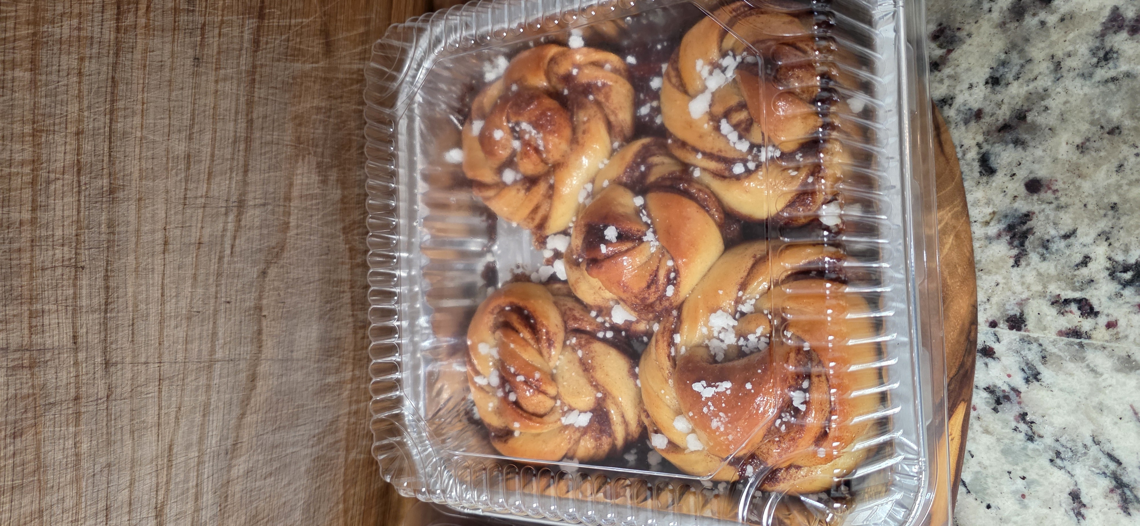 Swedish cinnamon buns packaged together